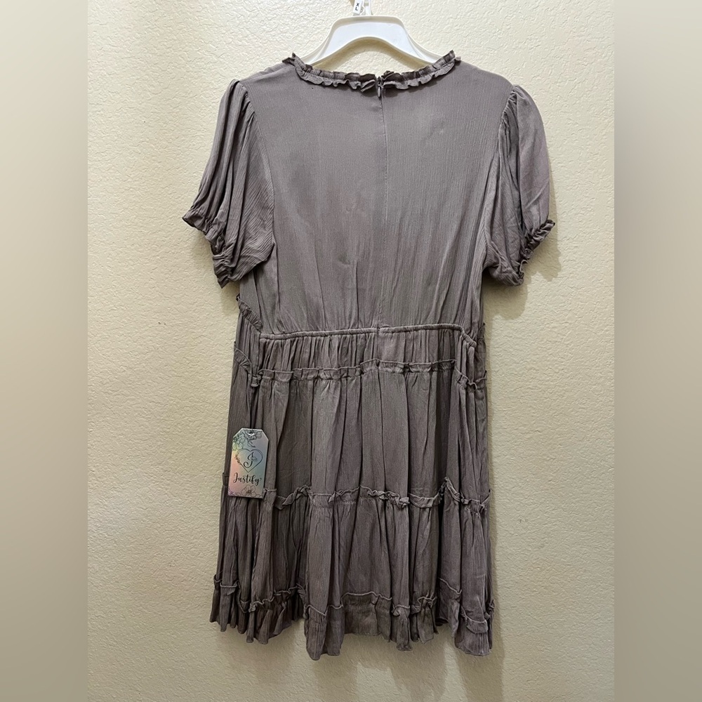 Justify Taupe Ruffle Blouse - Picture 3 of 4